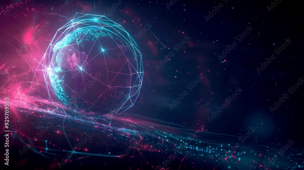 Abstract Digital Globe with Neon Lines and Connections Abstract Digital Globe with Neon Lines and Connections