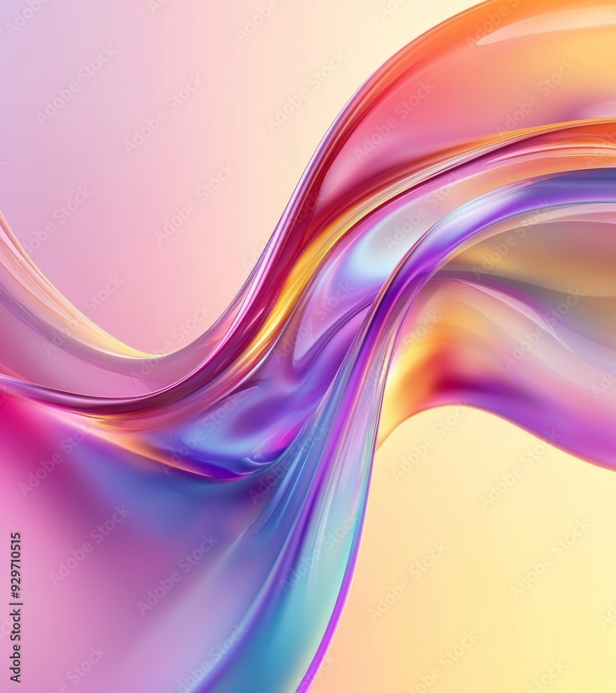 Fototapeta premium A dynamic and colorful iridescent background featuring a smooth, flowing gradient with vibrant hues. Perfect for abstract designs and creative projects.