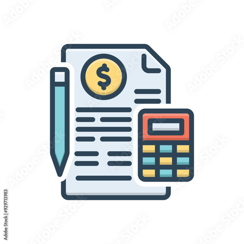 Color illustration icon for accounting
