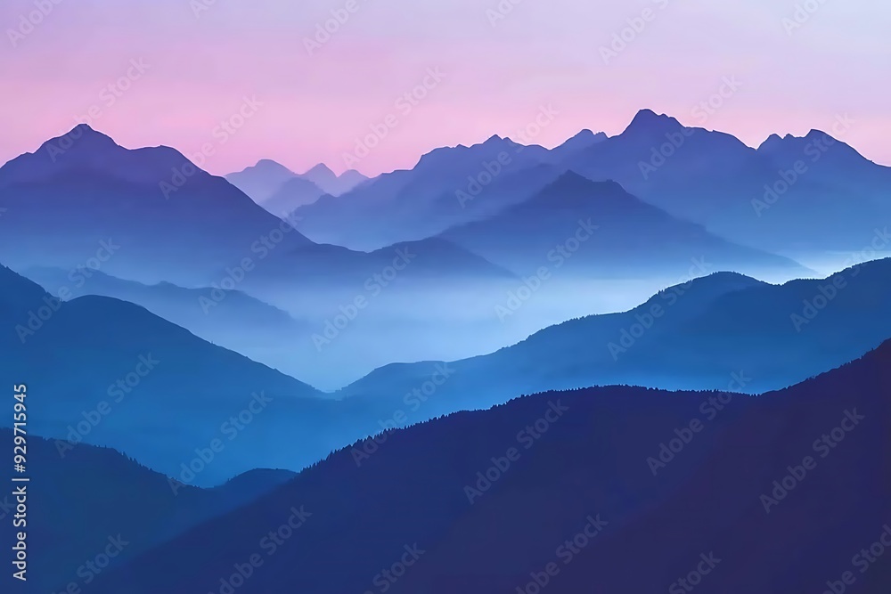 Blue Mountain Range Landscape Illustration Blue Mountain Range Landscape Illustration