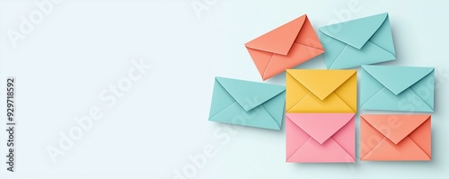 Email marketing campaign, digital envelopes, flat design illustration