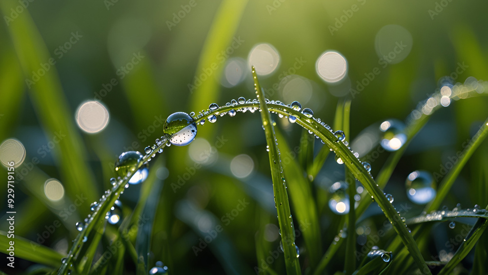 dewdrops on fresh green grass, sparkling like tiny jewels dewdrops on fresh green grass, sparkling like tiny jewels