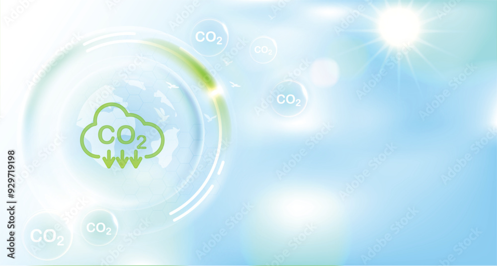 Reduce CO2 or carbon concept in bubbles. CO2 emission using clean energy and limit global warming. green business from renewable energy. vector design. Reduce CO2 or carbon concept in bubbles. CO2 emission using clean energy and limit global warming. green business from renewable energy. vector design.