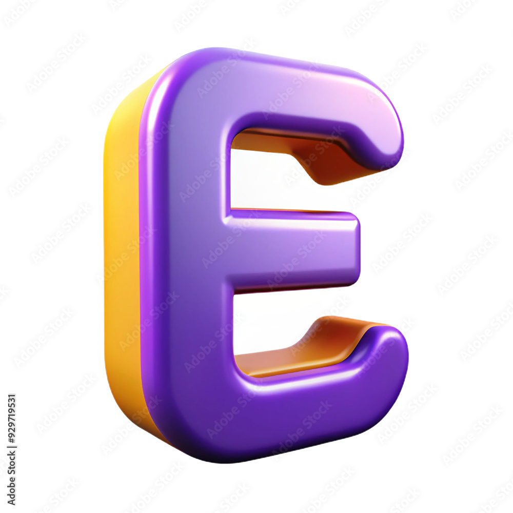 3d letter E isolated on white background. Generative AI 3d letter E isolated on white background. Generative AI