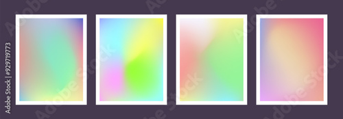 vector set of abstract liquid backgrounds with gradient mesh. pastel color blend. blurred fluid effect