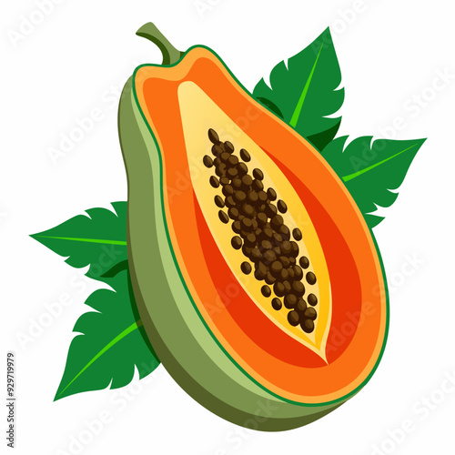 Ripe papaya vector illustration 