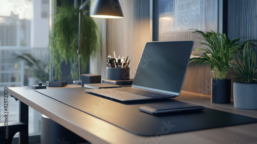 A Finnish tech worker's desk with a laptop and sleek, organized arrangement