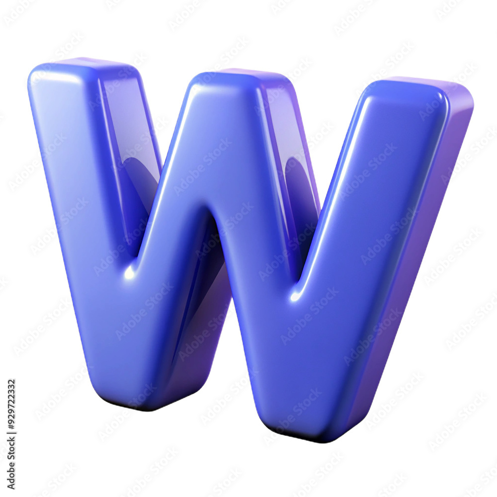 3d letter W isolated on white background. Generative AI 3d letter W isolated on white background. Generative AI