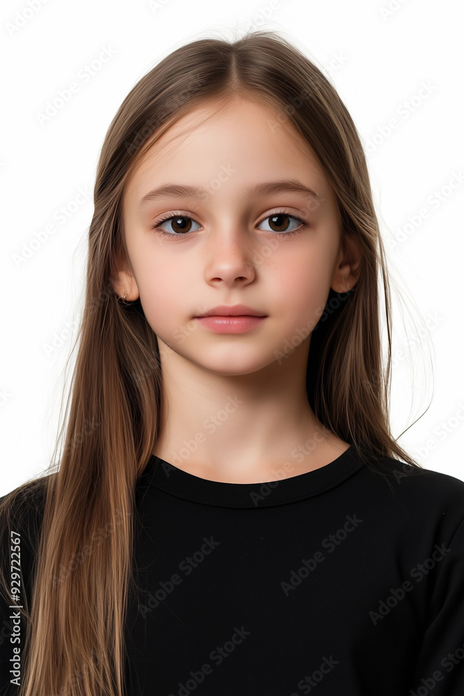 Passfoto für Kinderausweis - Mädchen mit langen Haaren und schwarzem Shirt
Passfoto für Kinderausweis - Mädchen mit langen Haaren und schwarzem Shirt