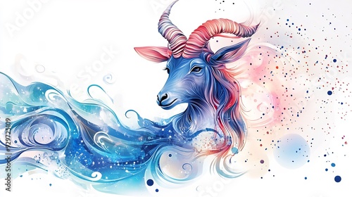 aries zodiac sign, animal with intergalactic elements, futuristic colors