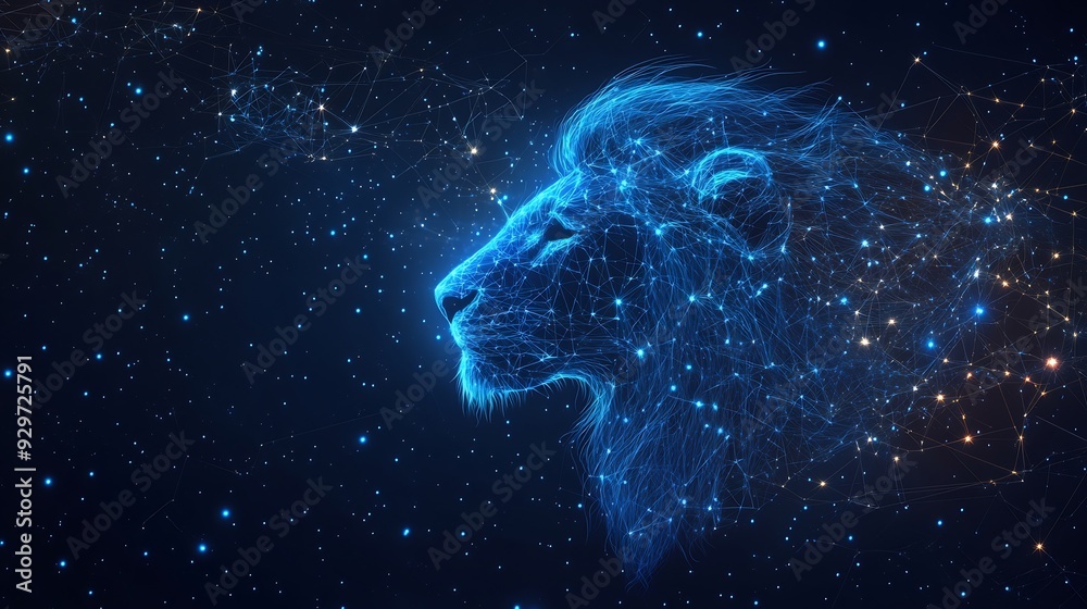 Zodiac sign Leo, in a linear style on a dark background Zodiac sign Leo, in a linear style on a dark background