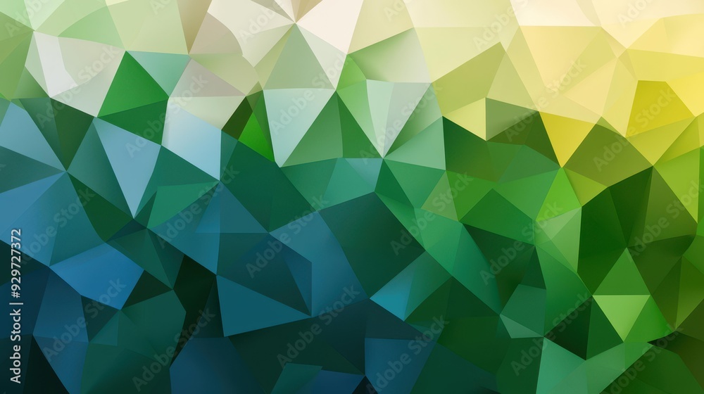 Fototapeta premium A vibrant green gradient background featuring polygonal shapes adds a modern touch to this cartoonstyle illustration.