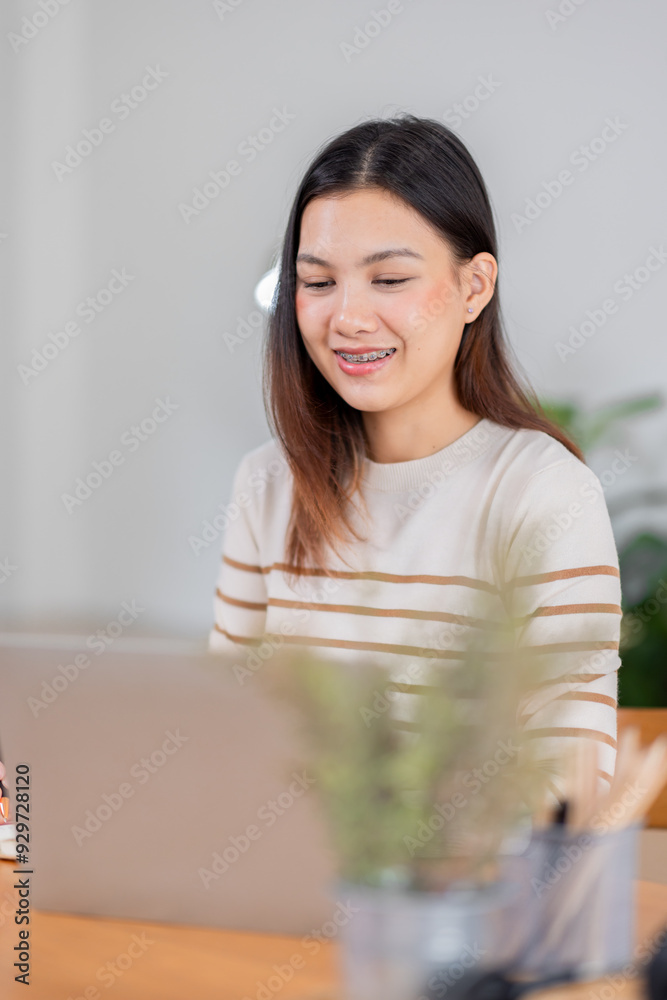 Beautiful young freelancer asian woman working indoors, Entrepreneur and freelancer people concept. Beautiful young freelancer asian woman working indoors, Entrepreneur and freelancer people concept.