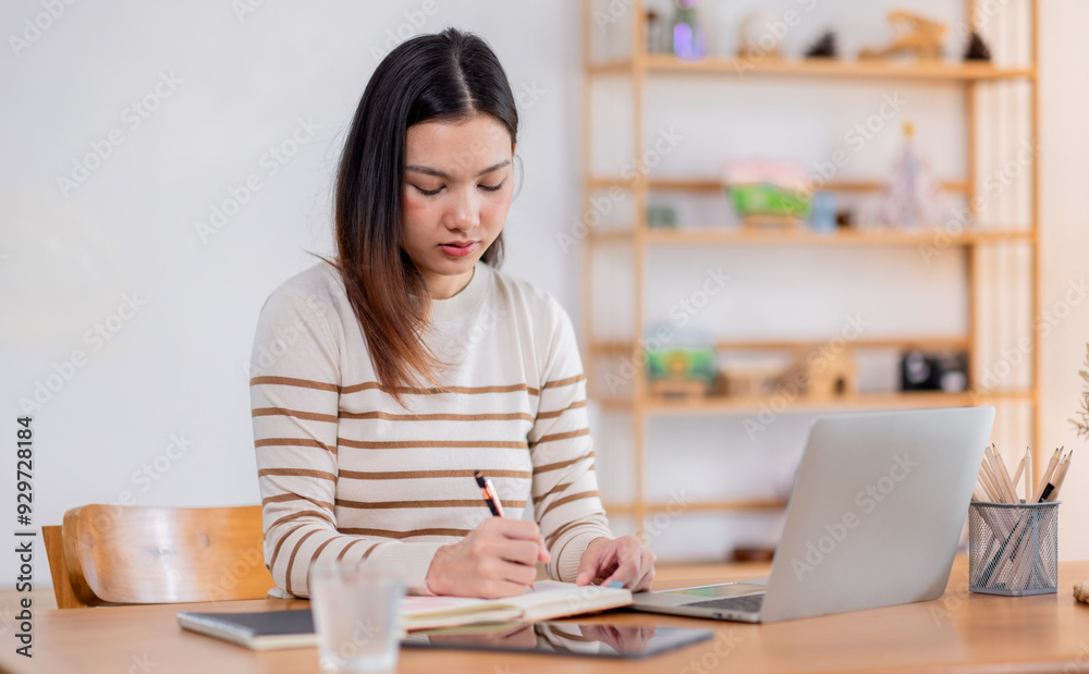 Beautiful young freelancer asian woman working indoors, Entrepreneur and freelancer people concept. Beautiful young freelancer asian woman working indoors, Entrepreneur and freelancer people concept.