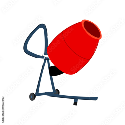 chute concrete mixer cartoon. hopper site, portable stationary, electric diesel chute concrete mixer sign. isolated symbol vector illustration