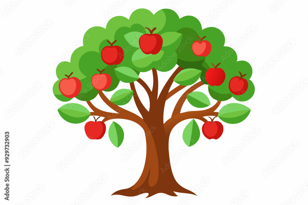 Fototapeta premium Apple tree vector illustration