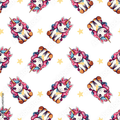 Seamless pattern with cute unicorn. Pattern for children's textile