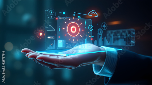 person touching screen with interface