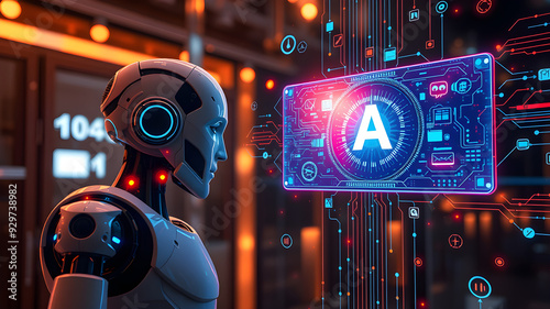 Smart city digital world metaverse, 3D AI artificial intelligence robot engineer digital technology security power energy sustainable environment technology futuristic interface.