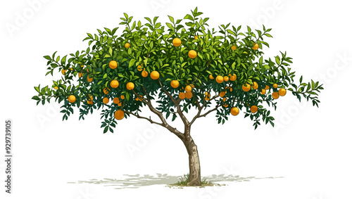 a tree with many ripe oranges