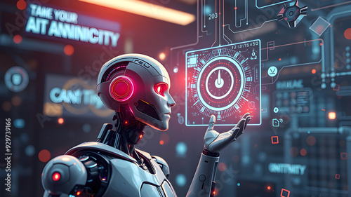 Smart city digital world metaverse, 3D AI artificial intelligence robot engineer digital technology security power energy sustainable environment technology futuristic interface.