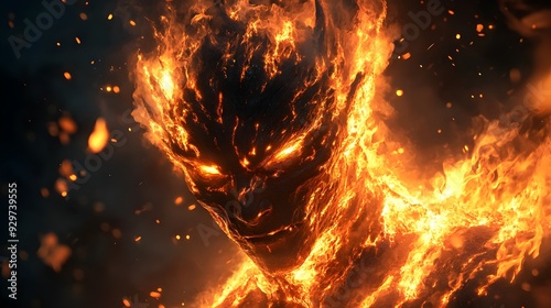 A fire demon with glowing embers