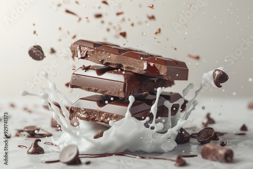 ai generative chocolate bar meet milk advertisement
