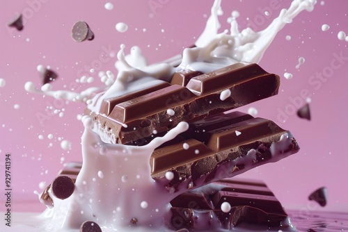 ai generative chocolate bar meet milk advertisement