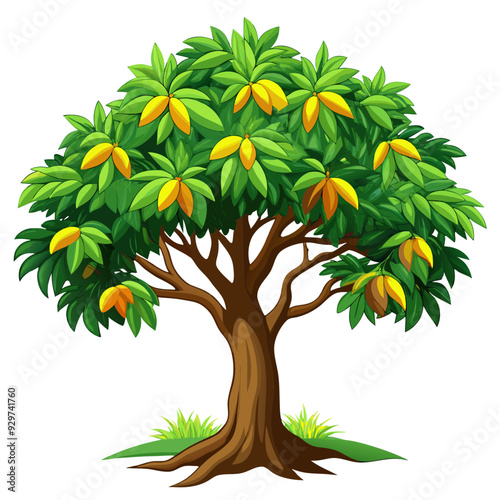 Realistic mango tree vector illustration 