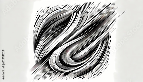 Wallpaper Mural abstract design featuring dynamically moving lines in a monochrome color scheme. Generative AI Torontodigital.ca