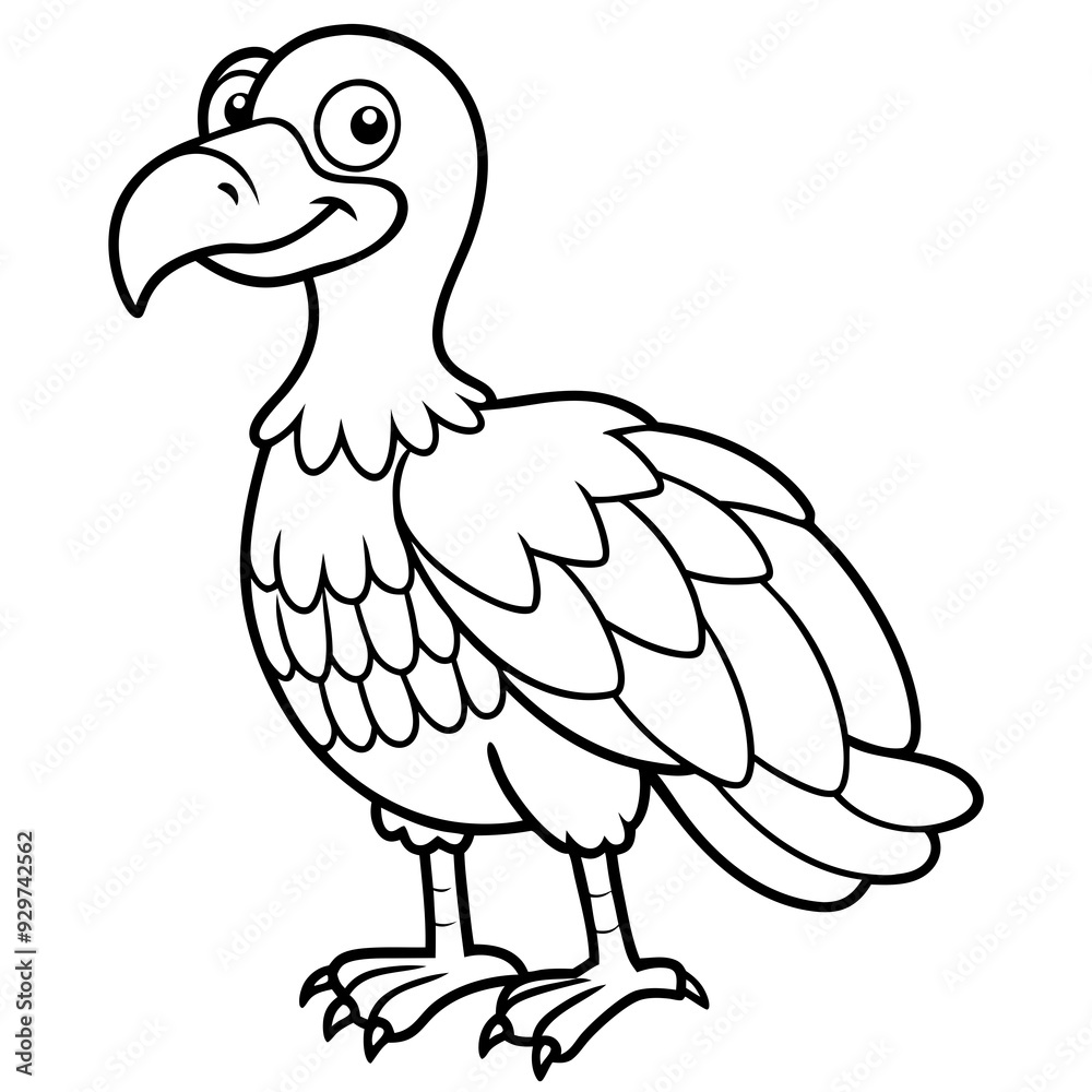 Cartoon vulture line art vector illustration Cartoon vulture line art vector illustration