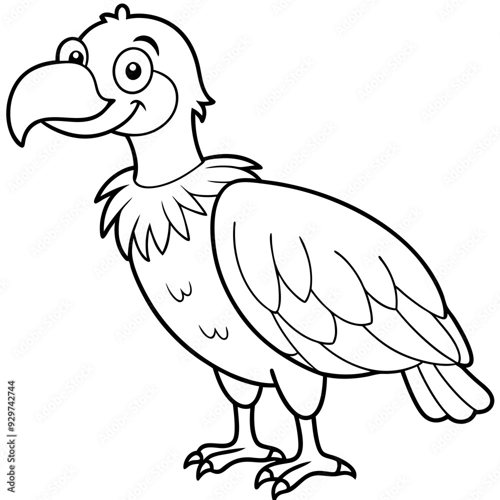 Fototapeta premium Cartoon vulture line art vector illustration
