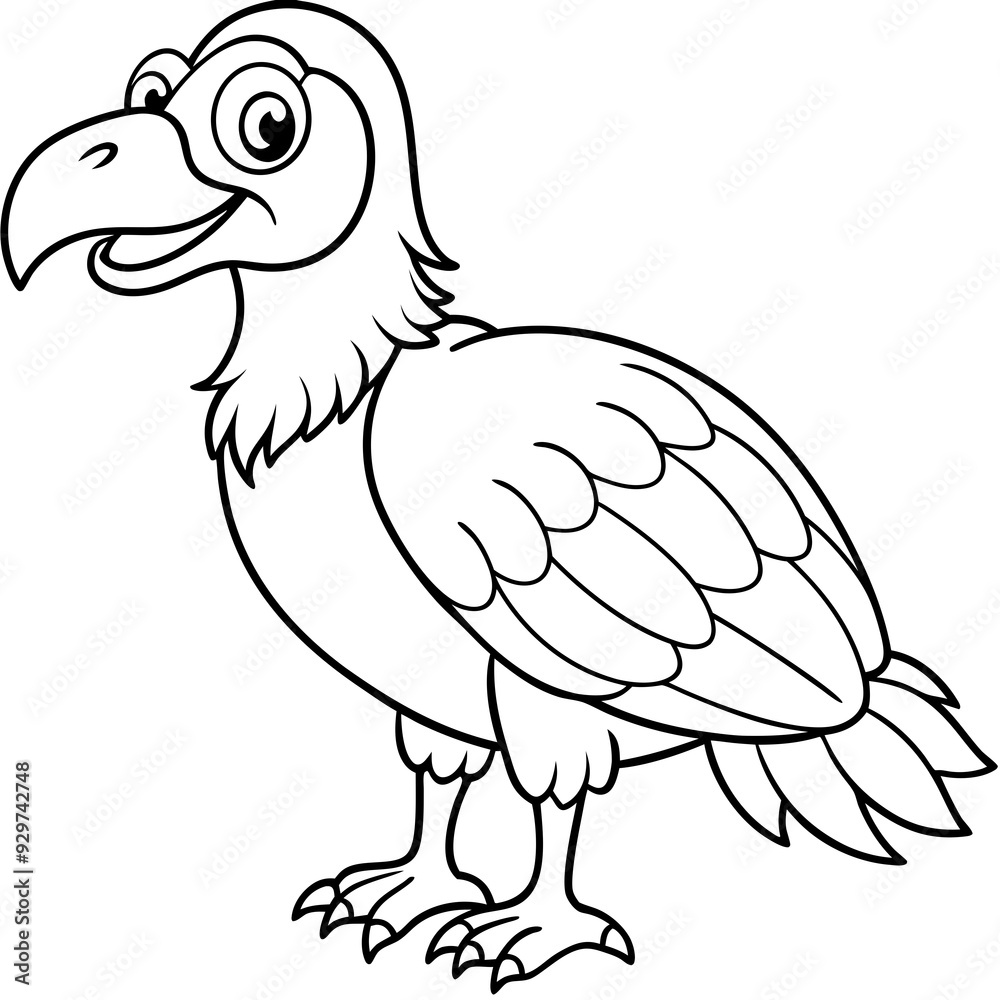 Fototapeta premium Cartoon vulture line art vector illustration