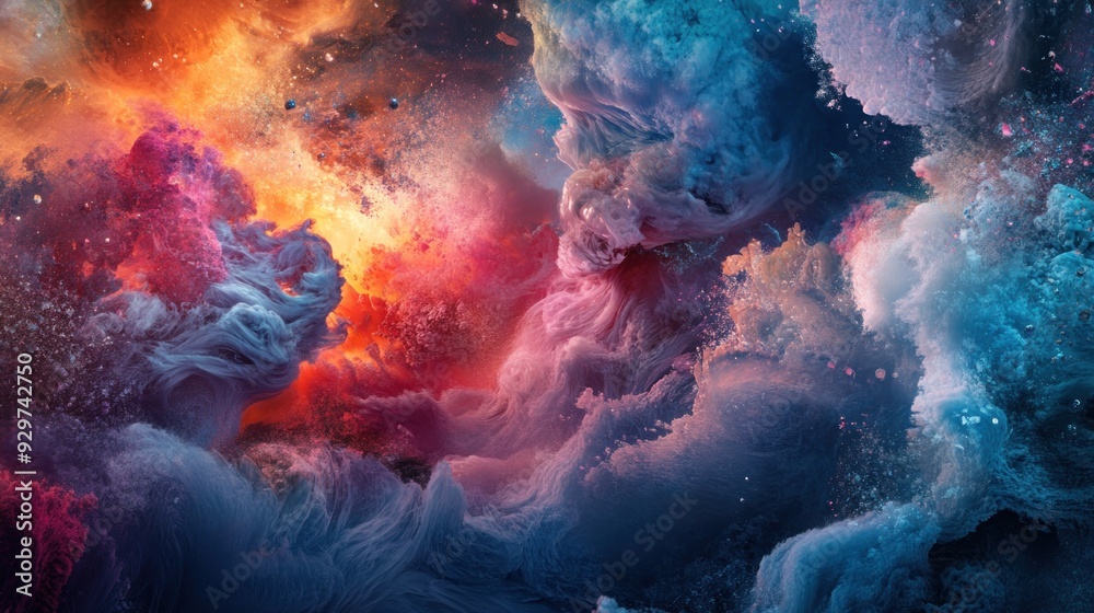 Obraz premium Abstract Cosmic Nebula with Swirling Colors and Specks