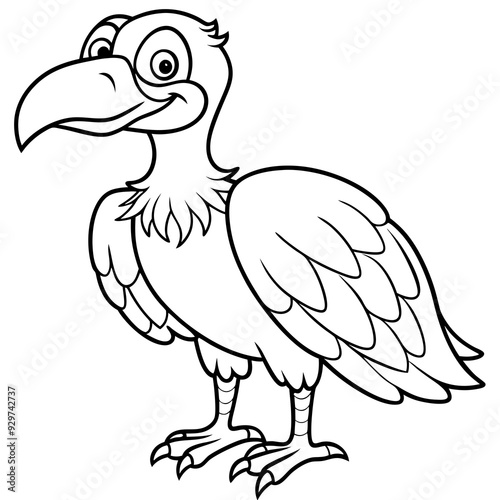 Cartoon vulture line art vector illustration