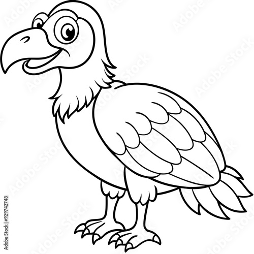 Cartoon vulture line art vector illustration