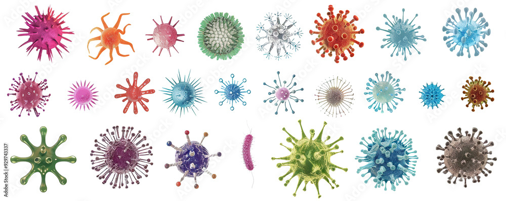 Set of various viruses, microbes and bacteria, cut out Set of various viruses, microbes and bacteria, cut out