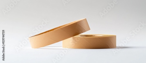 Two Rolls of Brown Paper Tape on White Background