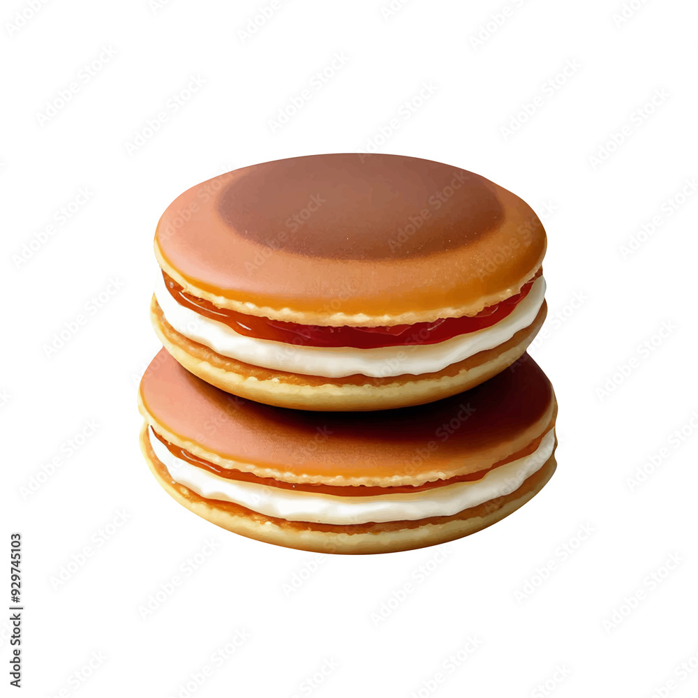 Realistic illustration of Japanese food, Dorayaki on a transparent background. Element design. Clip art. No background. Suitable for artwork design Realistic illustration of Japanese food, Dorayaki on a transparent background. Element design. Clip art. No background. Suitable for artwork design