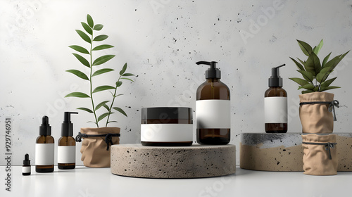 Wallpaper Mural Highresolution product packaging mockups for a natural cosmetics line, featuring ecofriendly materials and minimalist design, perfect for branding presentations. Torontodigital.ca