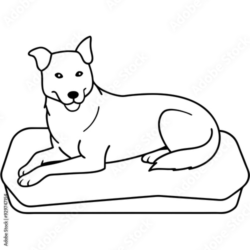 A dog laying on bed front view art vector illustration