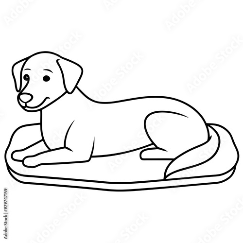 A dog laying on bed front view art vector illustration