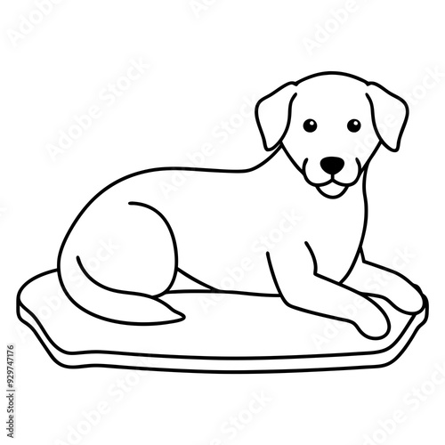 A dog laying on bed front view art vector illustration