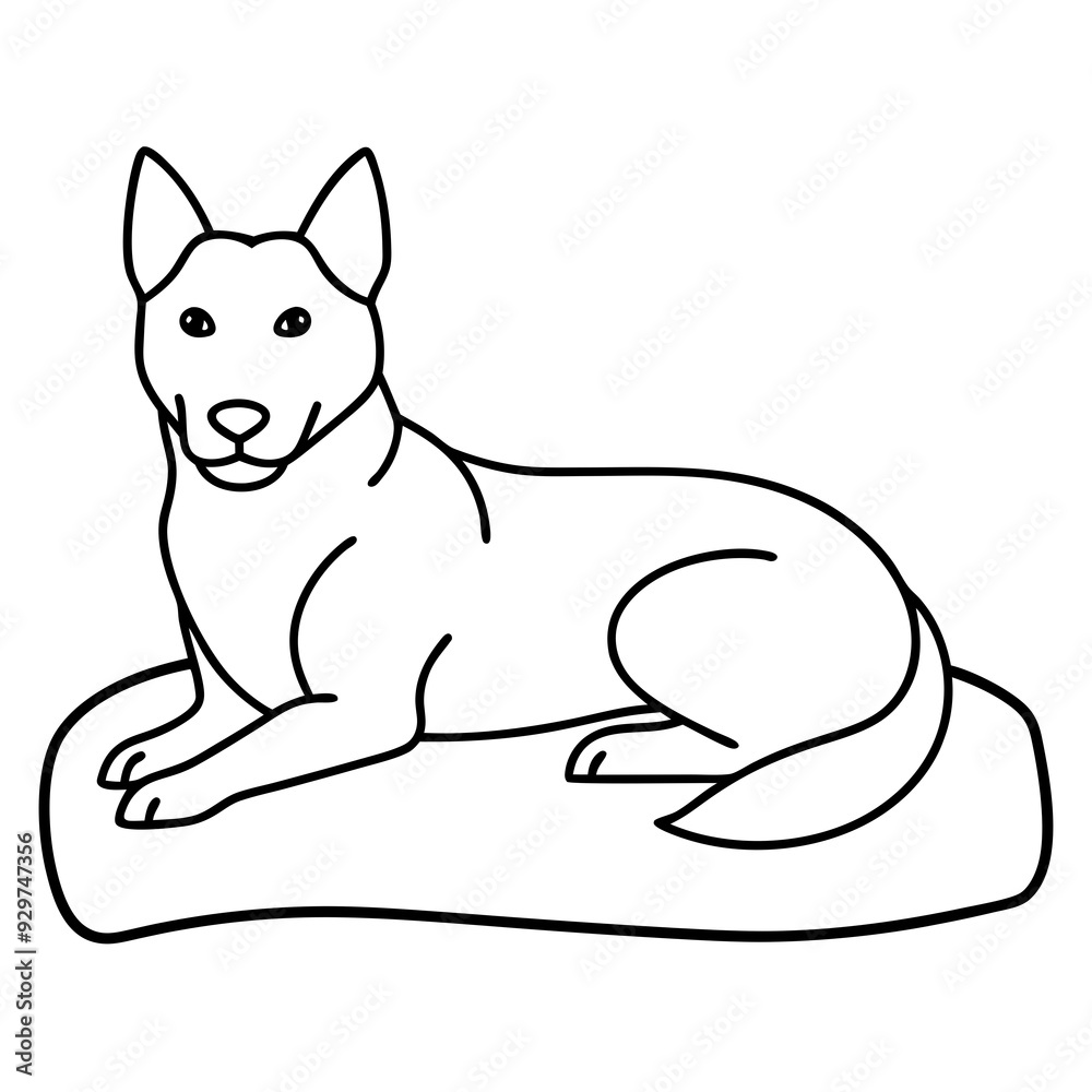 A dog laying on bed front view art vector illustration