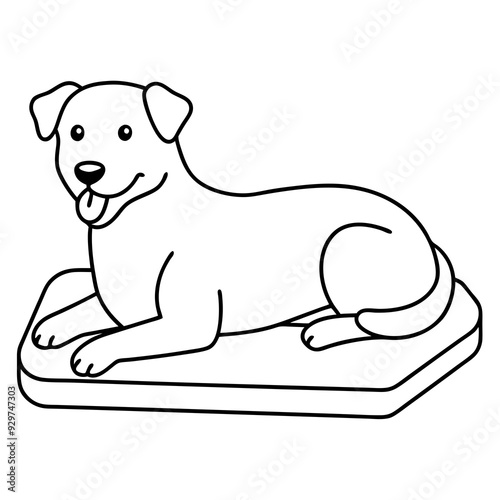 A dog laying on bed front view art vector illustration