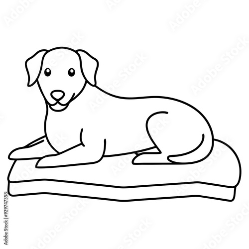 A dog laying on bed front view art vector illustration