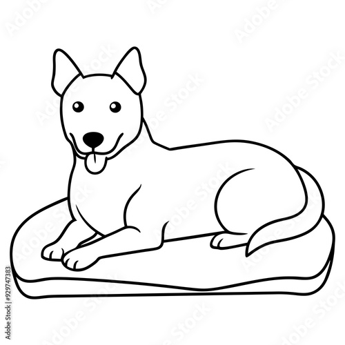 A dog laying on bed front view art vector illustration