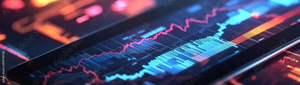 Financial news being read on a tablet, realtime updates, 3D illustration Financial news being read on a tablet, realtime updates, 3D illustration