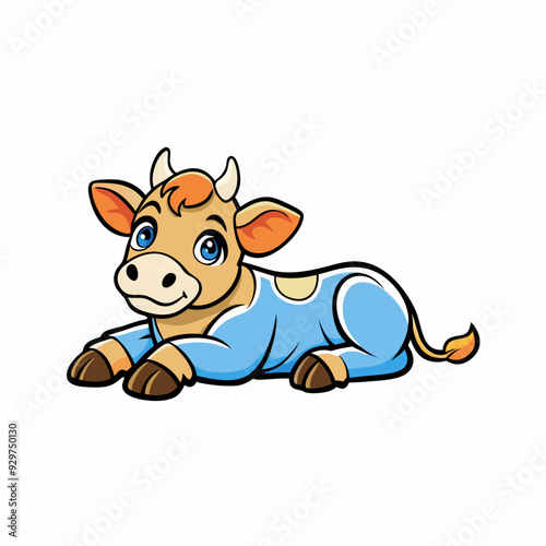 1 month old angus calf art vector illustration