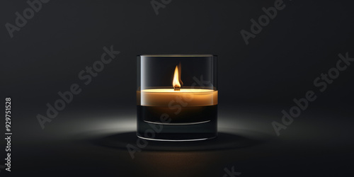 Wallpaper Mural Single black candle with a flame on reflective surface symbolizing loss and mourning Torontodigital.ca